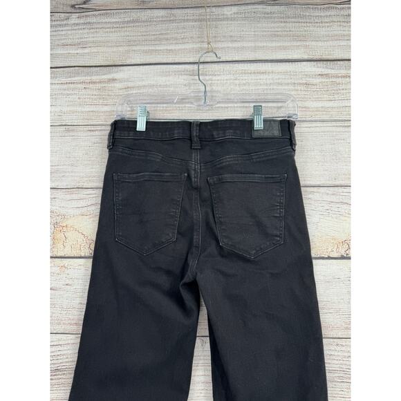 American Eagle Button Fly Festival Flare Jeans Womens 6 Regular Black Stretch - Picture 4 of 12